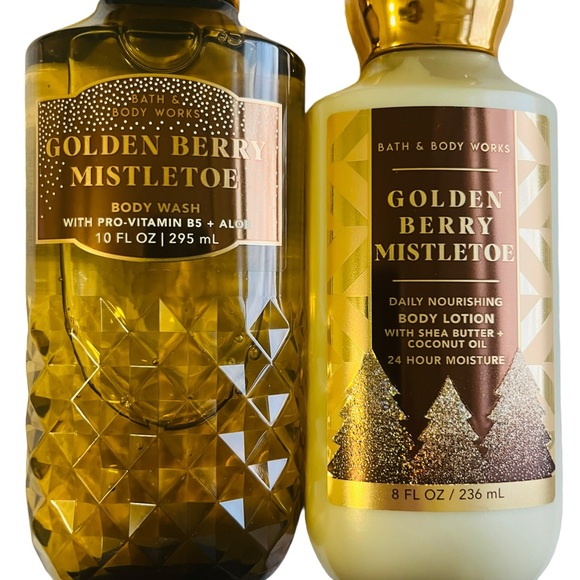 Bath & Body Works Golden Berry Mistletoe Body Lotion & Shower Gel Set Of 2 - Picture 2 of 4
